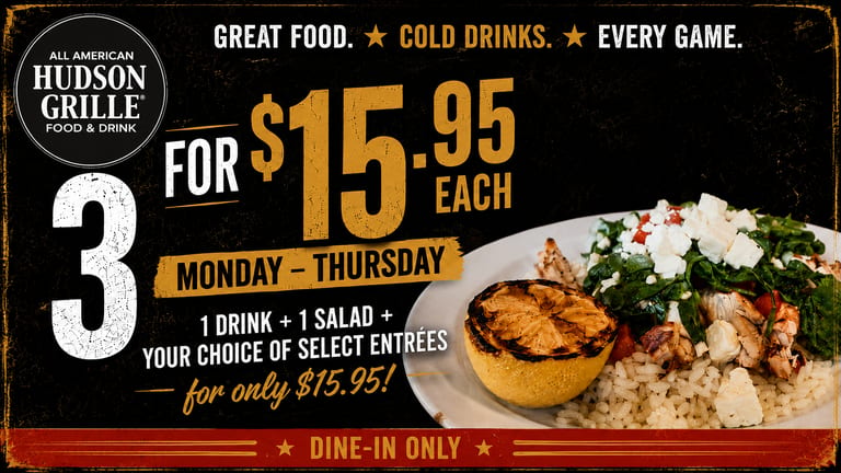 3 for $15.95: Drink, Salad & Entree