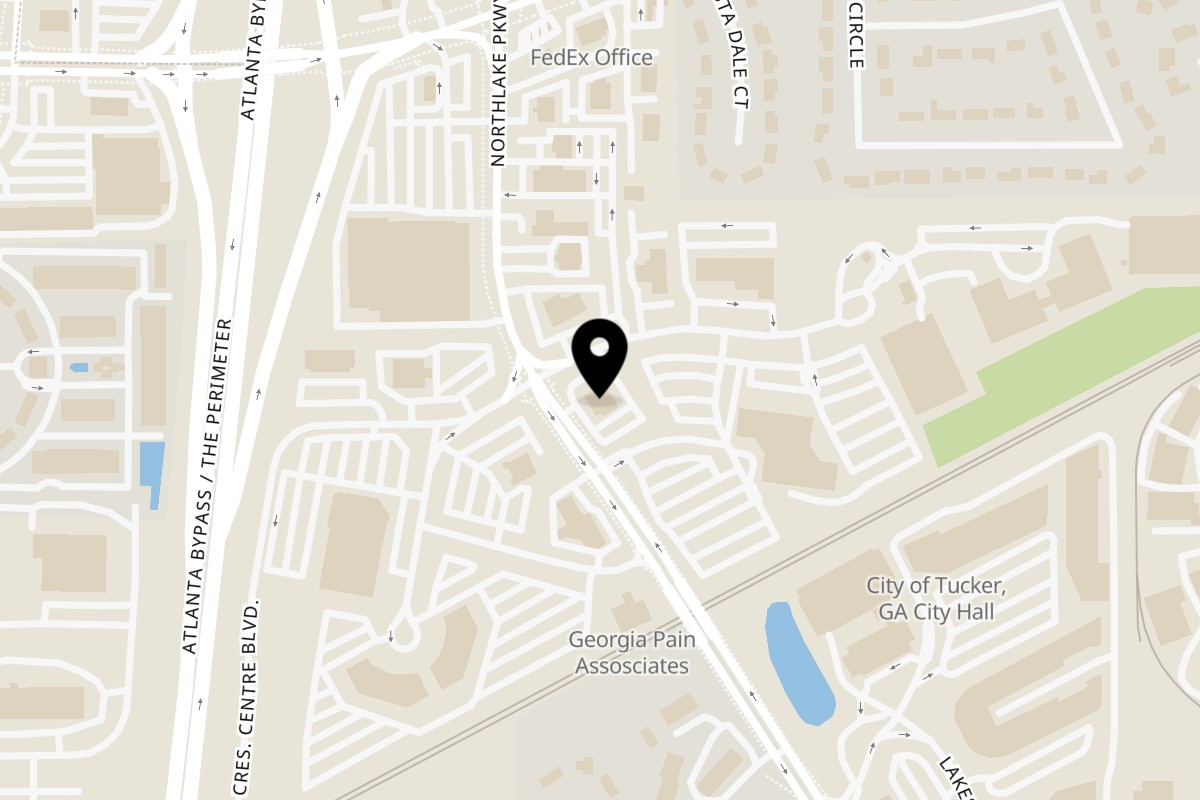 Map showing the location of Hudson Grille Tucker on 2075 Northlake Pkwy in Tucker